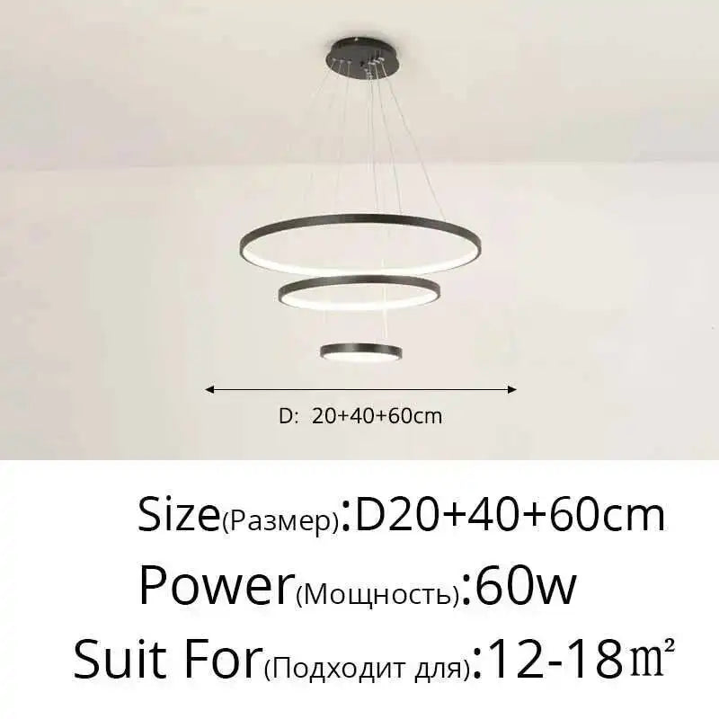 LED Ring Pendant Chandelier — Modern Nordic, Remote Control