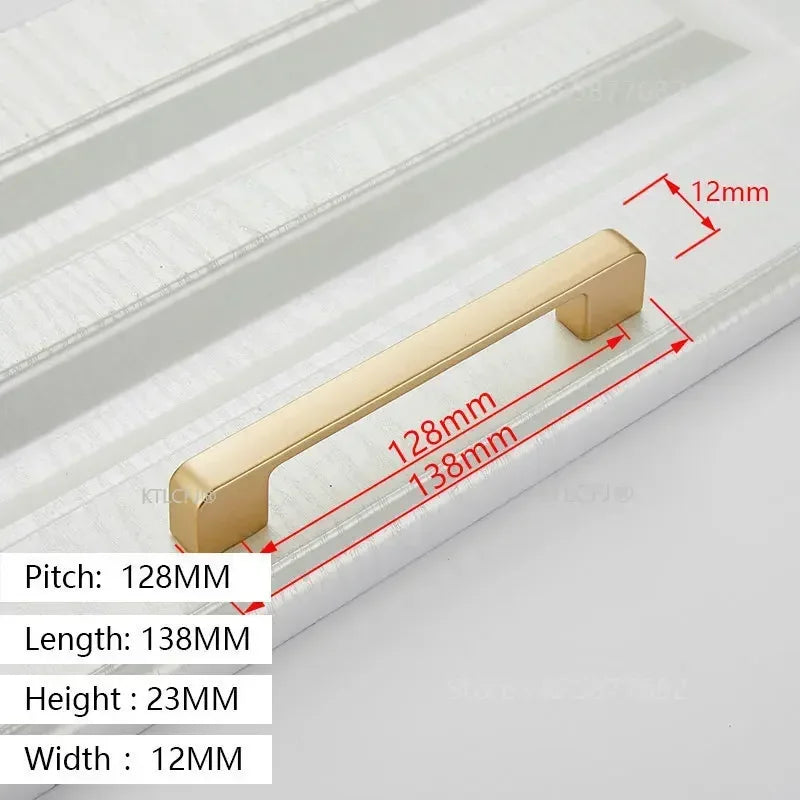 Square U-Type Gold Cabinet Handle — Aluminum Drawer Pull