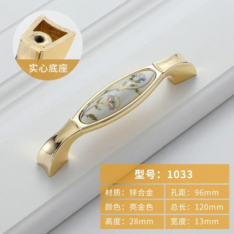 Gold Ceramic Cabinet Handle — European Light Luxury Knob