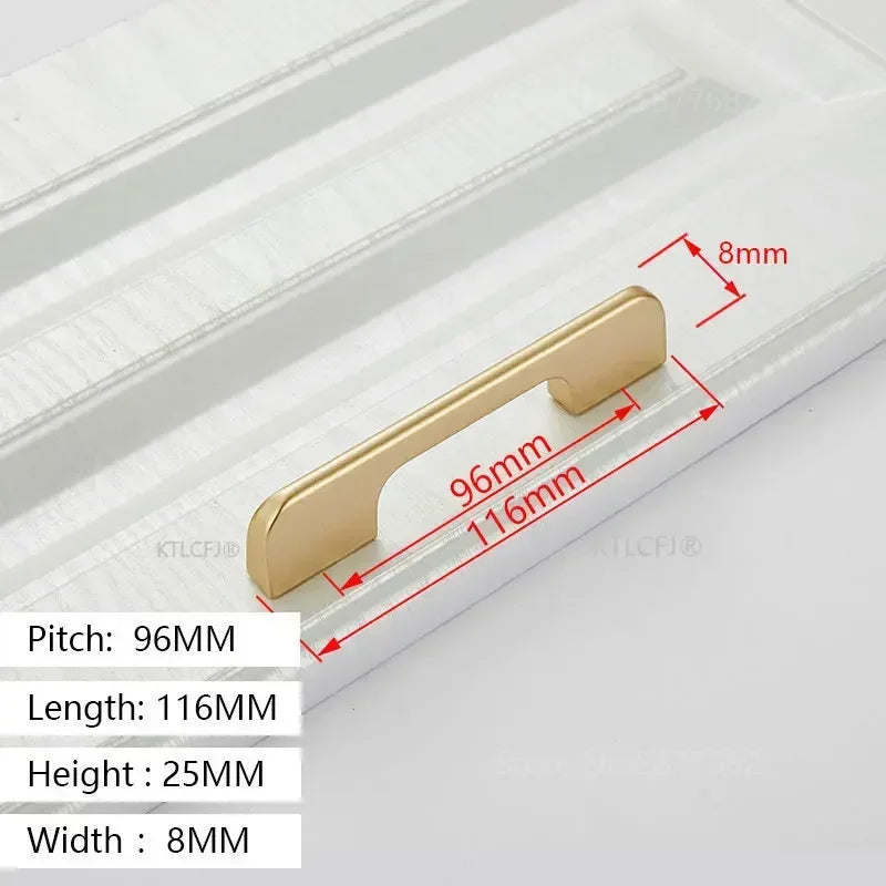 Square U-Type Gold Cabinet Handle — Aluminum Drawer Pull