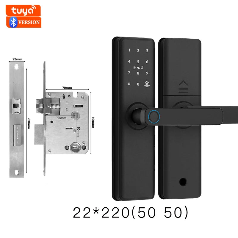 Smart Bluetooth Door Lock — Fingerprint, Tuya App, Wooden Door