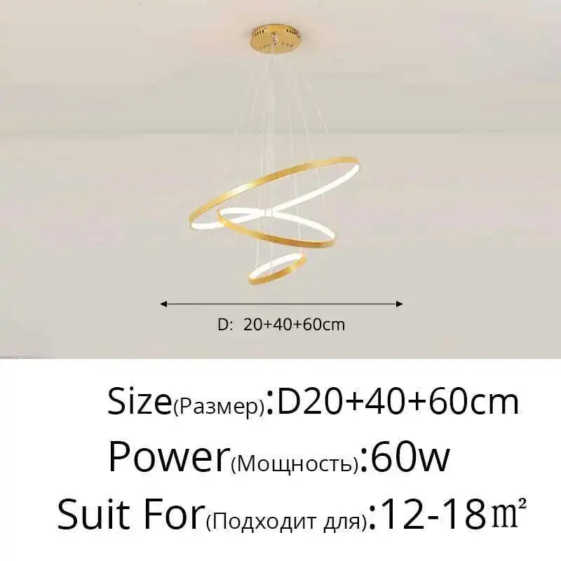 LED Ring Pendant Chandelier — Modern Nordic, Remote Control