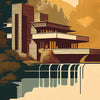 Fallingwater Architecture Canvas Print — Bauhaus Minimalist Art