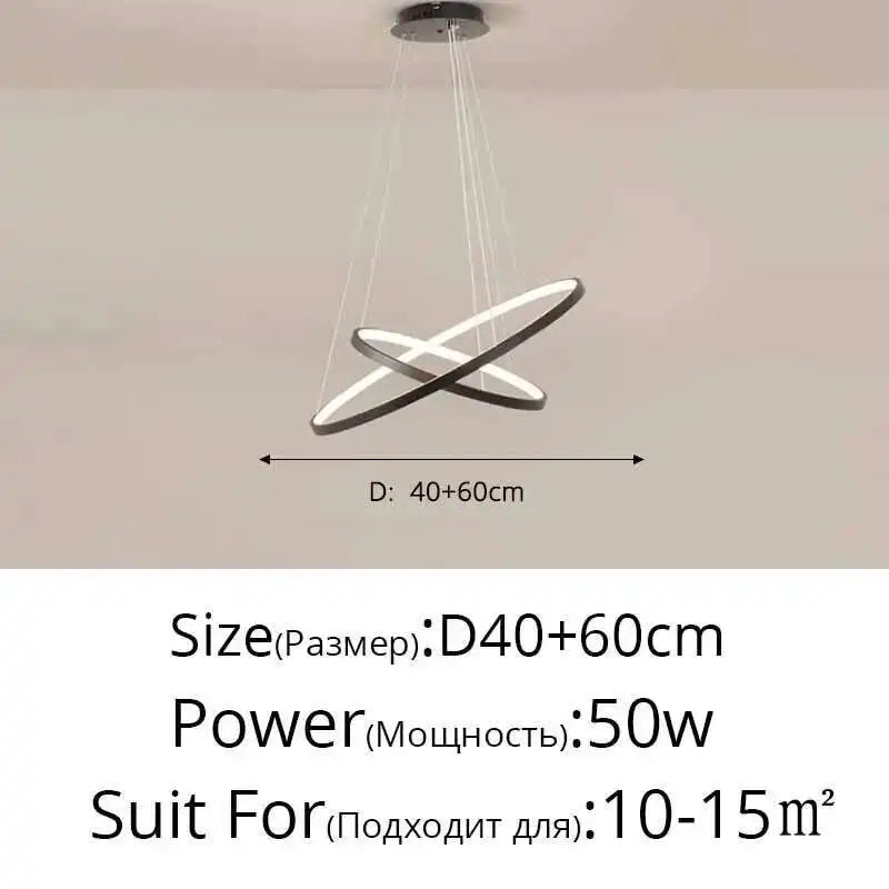 LED Ring Pendant Chandelier — Modern Nordic, Remote Control