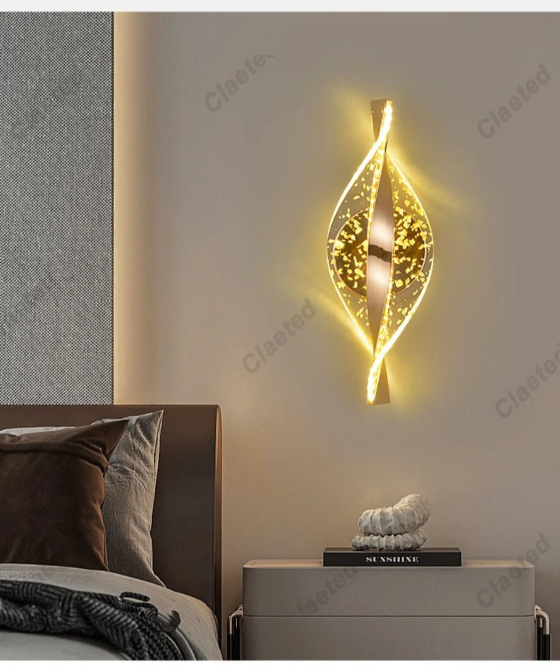 LED Modern Gold Acrylic Wall Lamp Lustre Hallway Bedroom Living Room Lamps Room Decor Wall Decoration Items Originality Lamps