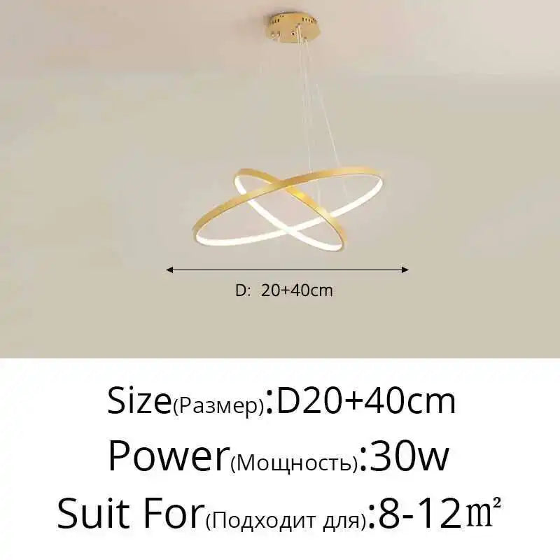 LED Ring Pendant Chandelier — Modern Nordic, Remote Control