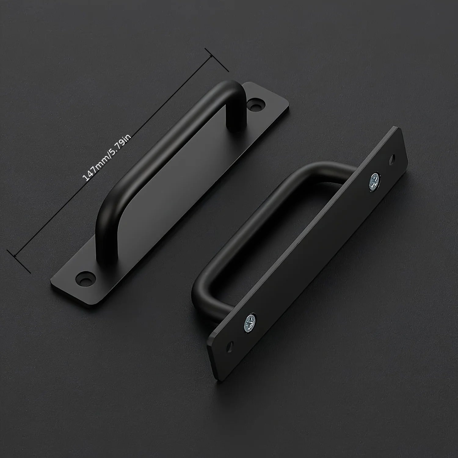 Matte Black Barn Door Handle Set — Aluminum with Backplate
