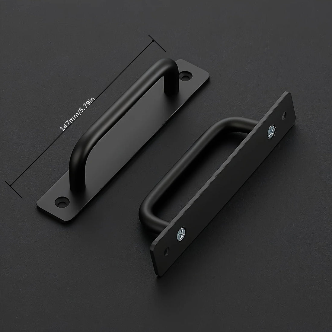 Matte Black Barn Door Handle Set — Aluminum with Backplate