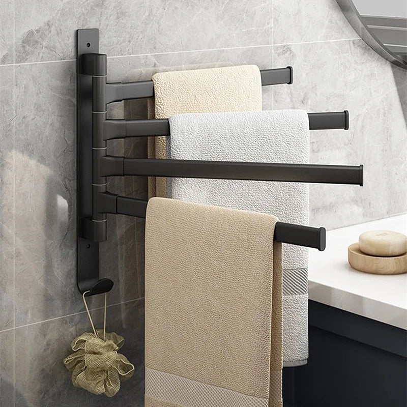 Rotatable Aluminum Towel Rack — 2 to 5 Bar, Wall Mounted