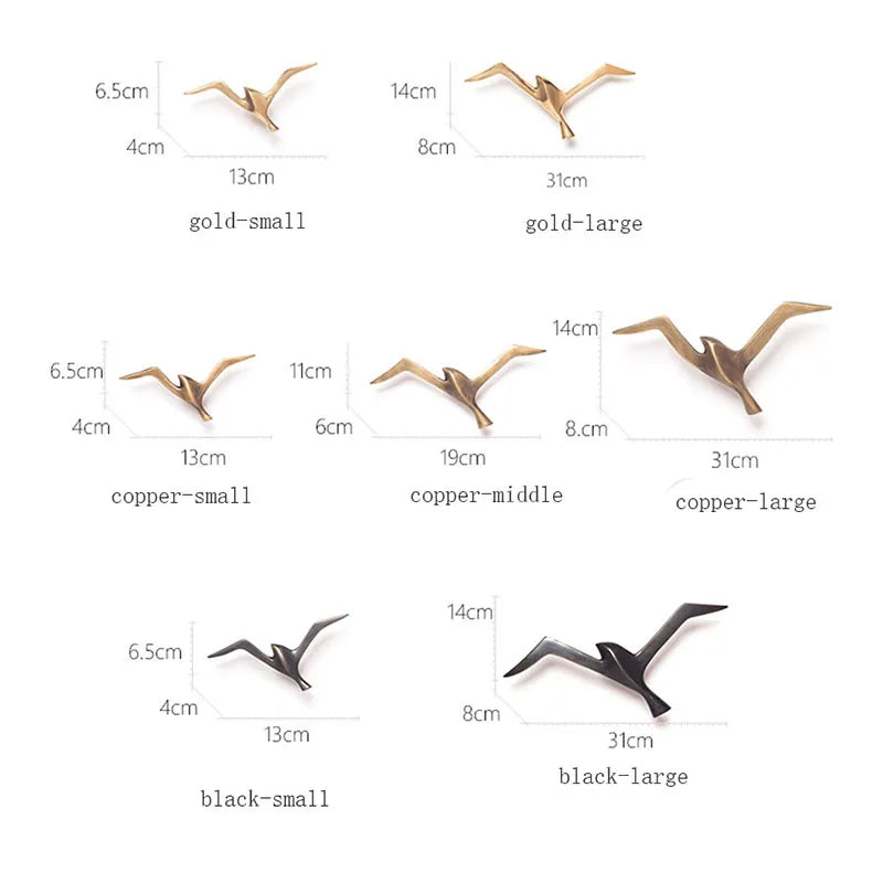 Luxury Pure Copper Seagull Wall Sculpture — Retro Bird Decor