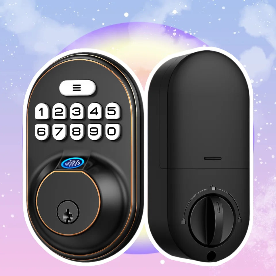 Fingerprint Keypad Deadbolt Lock — Keyless Front Door Entry