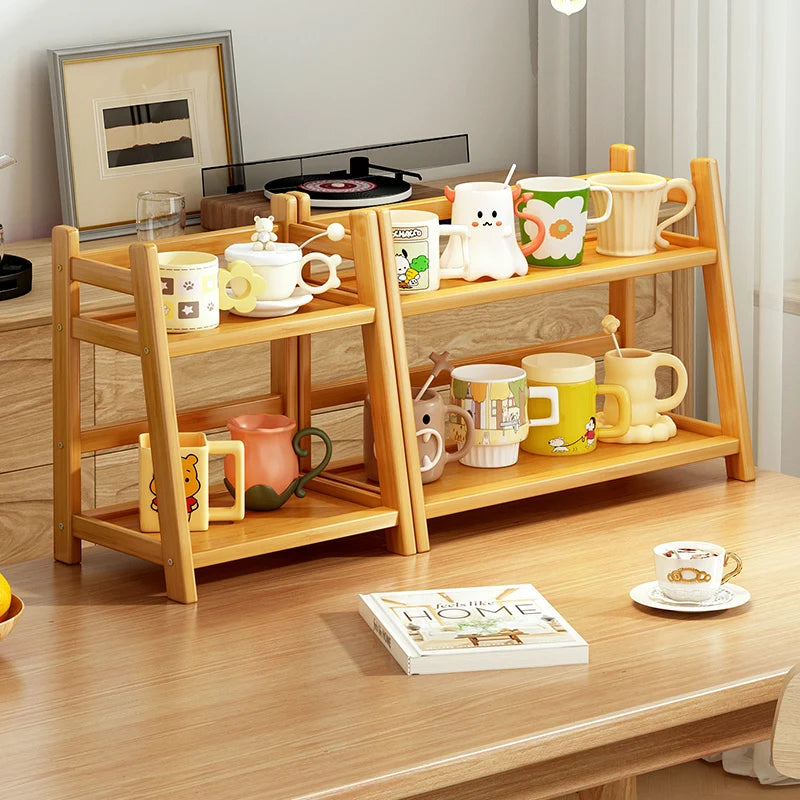 2-Tier Bamboo Spice Rack & Kitchen Counter Shelf