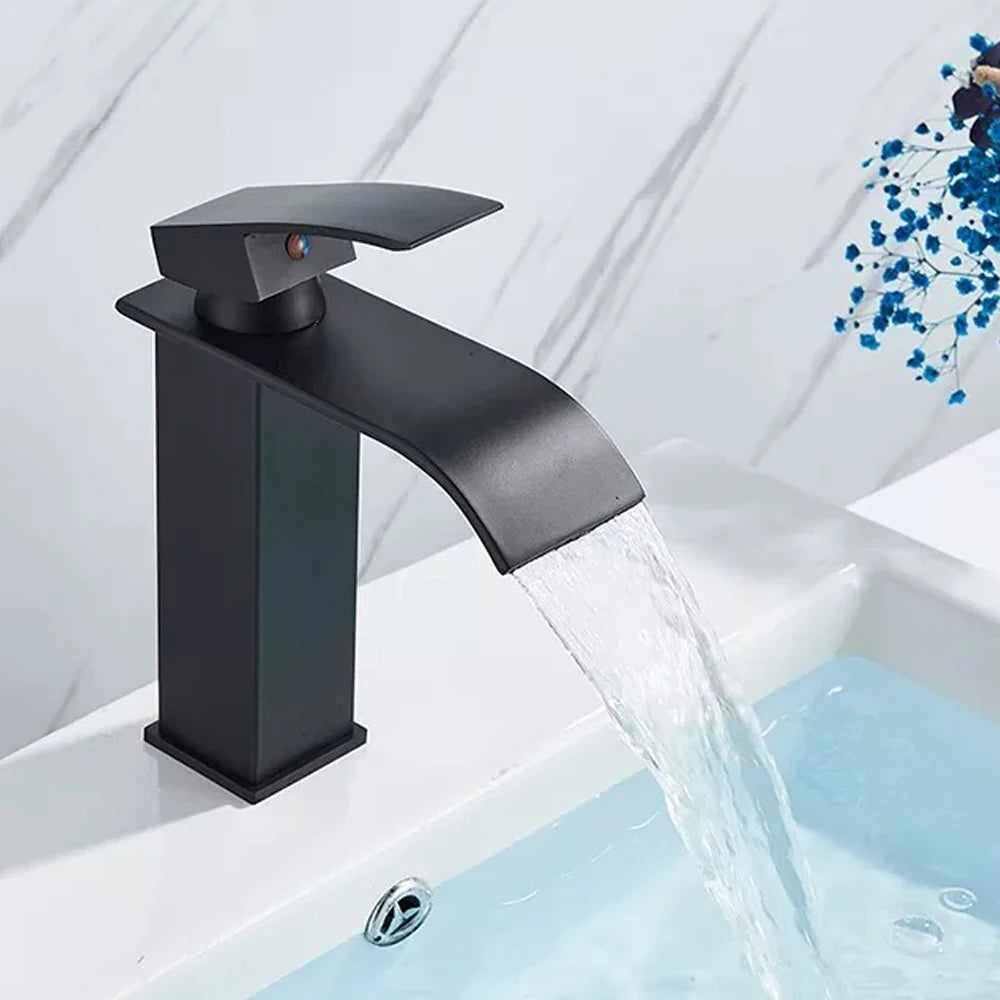 Waterfall Bathroom Basin Faucet — Single Hole Hot & Cold Mixer Tap