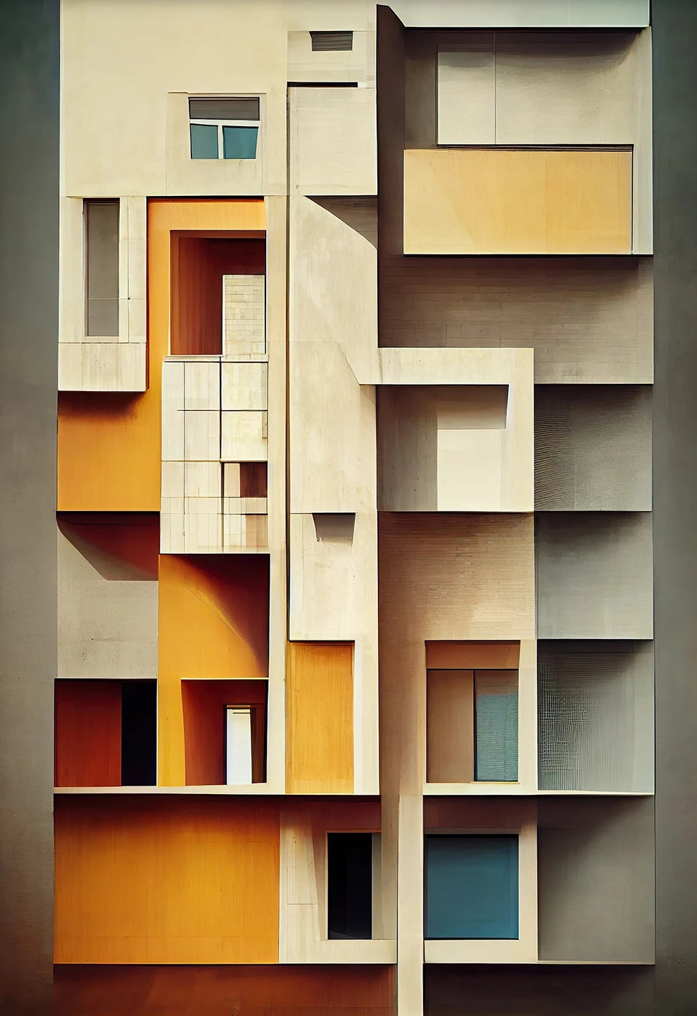 Fallingwater Architecture Canvas Print — Bauhaus Minimalist Art