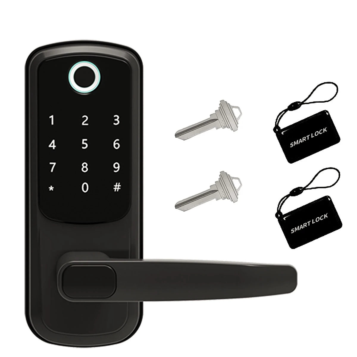 Smart WiFi Door Lock — Fingerprint, Card, Password & Key