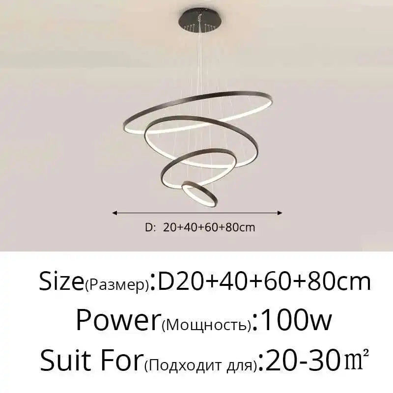 LED Ring Pendant Chandelier — Modern Nordic, Remote Control