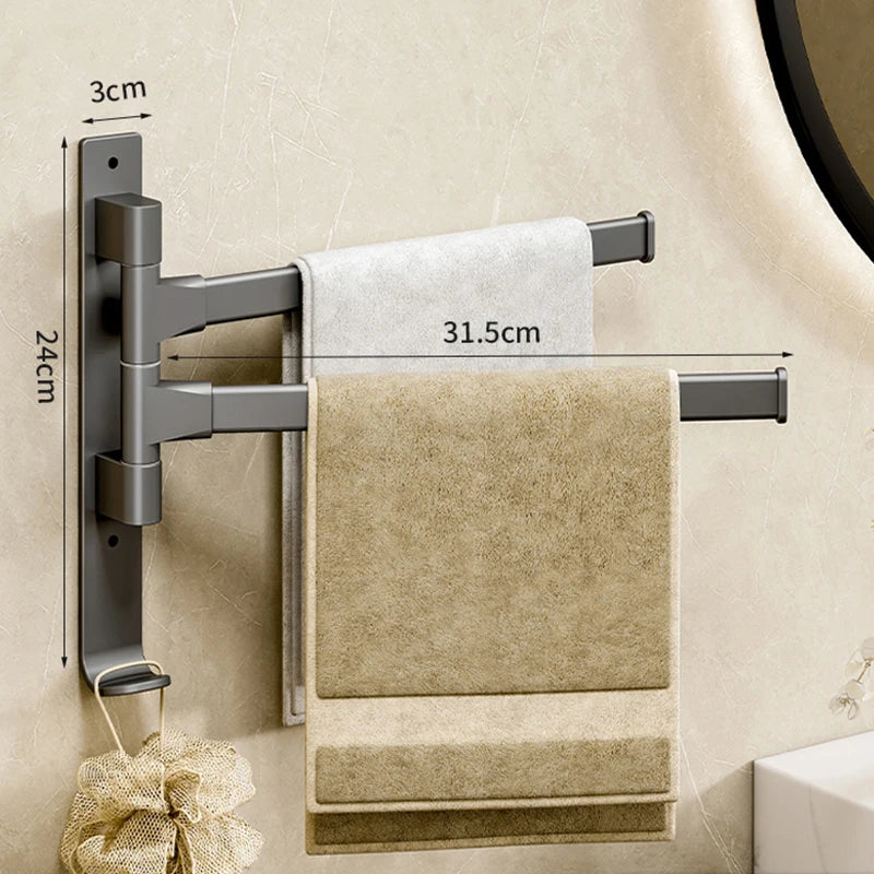 Rotatable Aluminum Towel Rack — 2 to 5 Bar, Wall Mounted