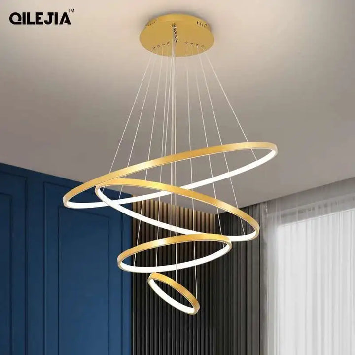 LED Ring Pendant Chandelier — Modern Nordic, Remote Control