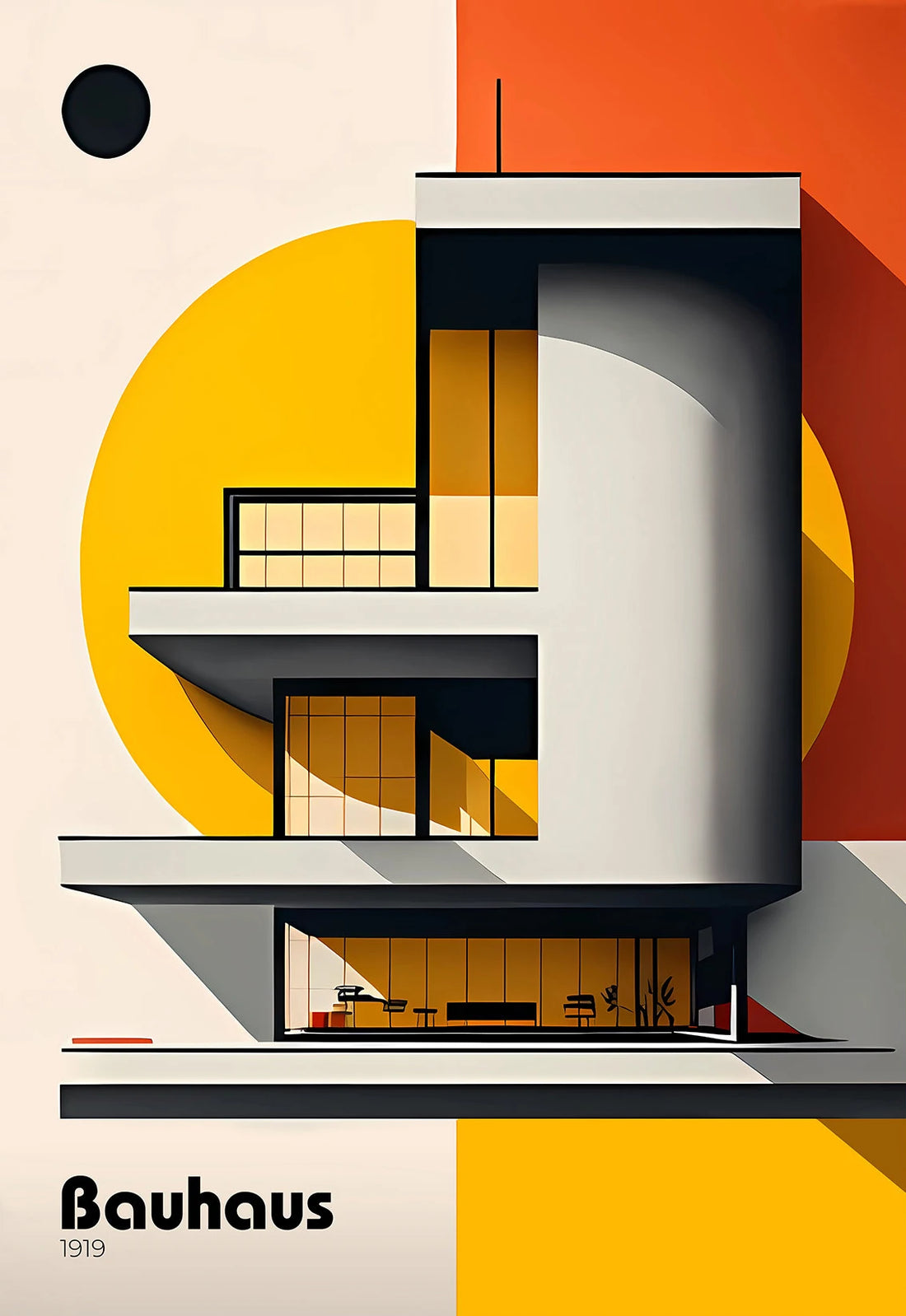 Fallingwater Architecture Canvas Print — Bauhaus Minimalist Art