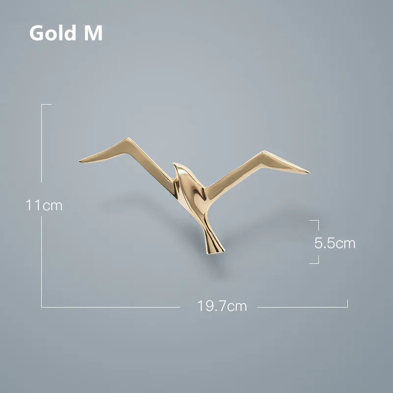 Luxury Pure Copper Seagull Wall Sculpture — Retro Bird Decor