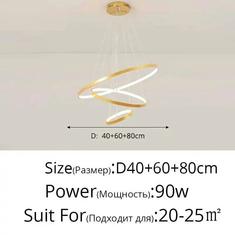 LED Ring Pendant Chandelier — Modern Nordic, Remote Control