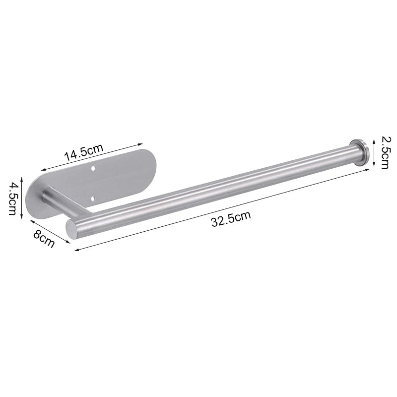 Stainless Steel Paper Towel Holder — No-Drill, Self-Adhesive