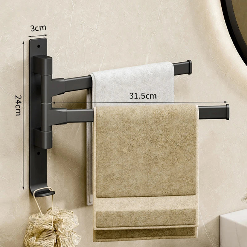 Rotatable Aluminum Towel Rack — 2 to 5 Bar, Wall Mounted