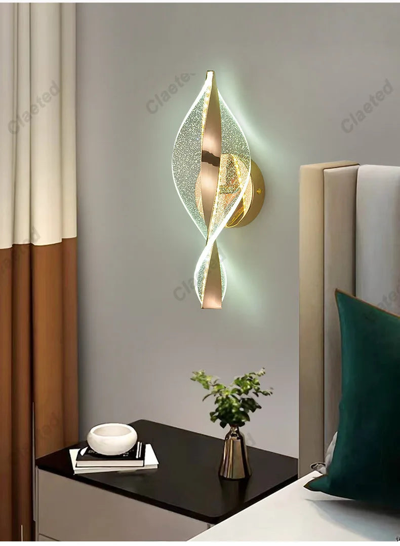 LED Modern Gold Acrylic Wall Lamp Lustre Hallway Bedroom Living Room Lamps Room Decor Wall Decoration Items Originality Lamps