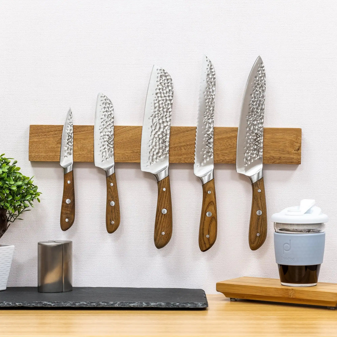 Magnetic Knife Holder — 16" Acacia Wood Wall Strip