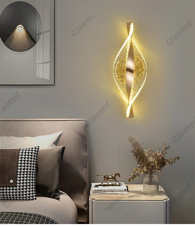 LED Modern Gold Acrylic Wall Lamp Lustre Hallway Bedroom Living Room Lamps Room Decor Wall Decoration Items Originality Lamps