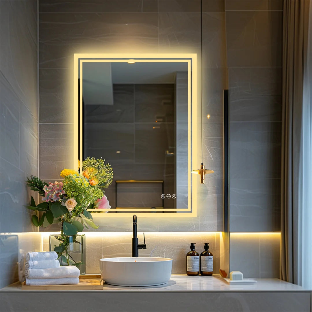 LED Backlit Bathroom Mirror — Dimmable, Anti-Fog, Frameless