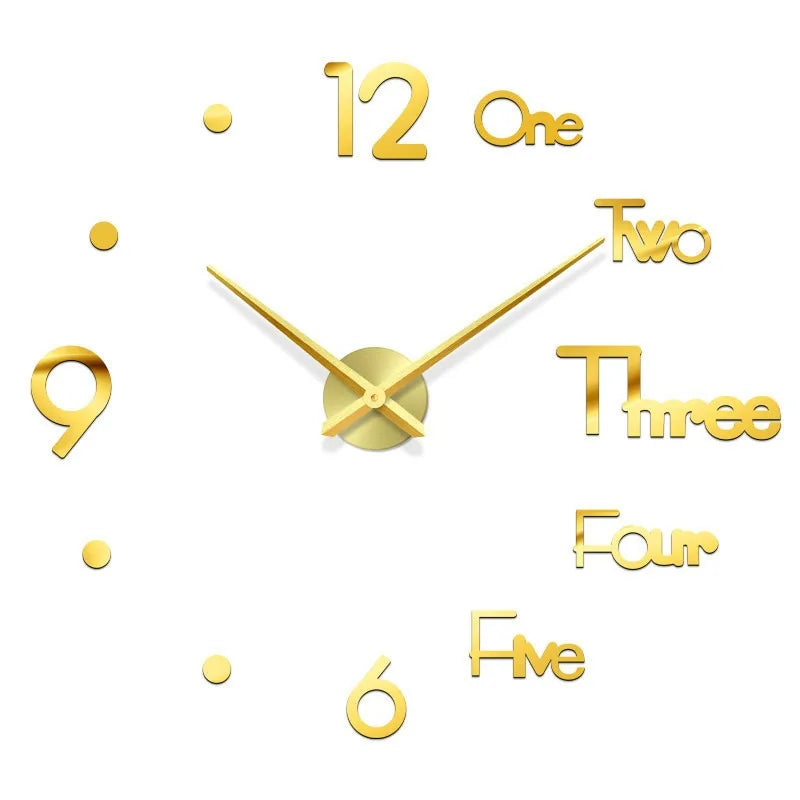 3D Roman Numeral Acrylic Mirror Wall Clock — DIY Quartz