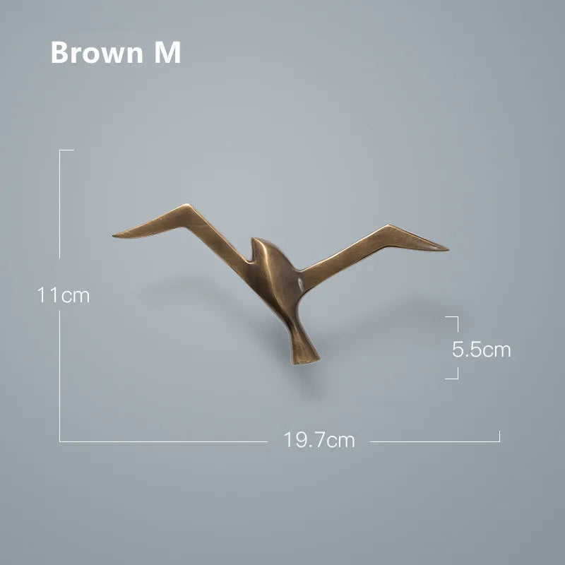 Luxury Pure Copper Seagull Wall Sculpture — Retro Bird Decor