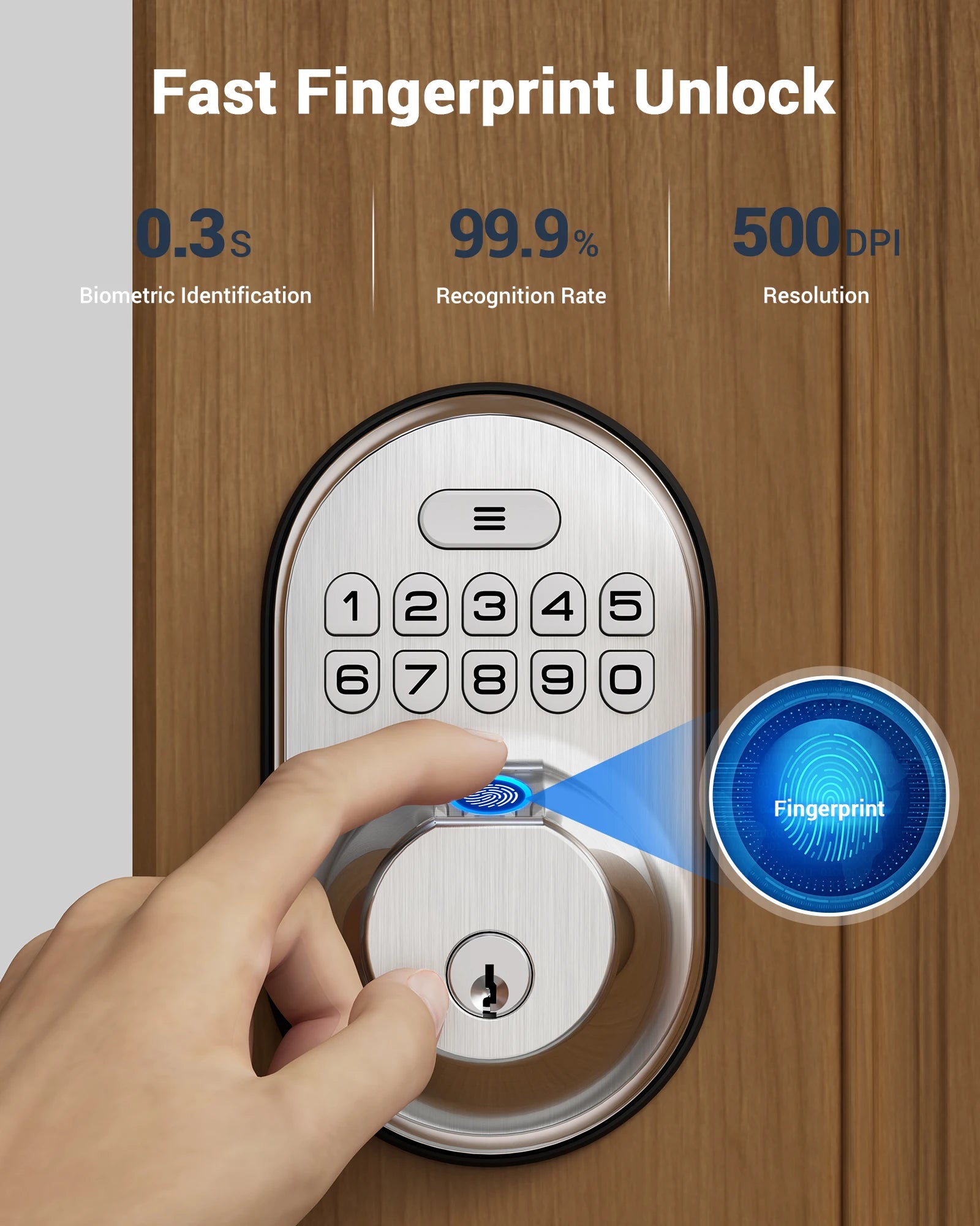 Fingerprint Keypad Deadbolt Lock — Keyless Front Door Entry