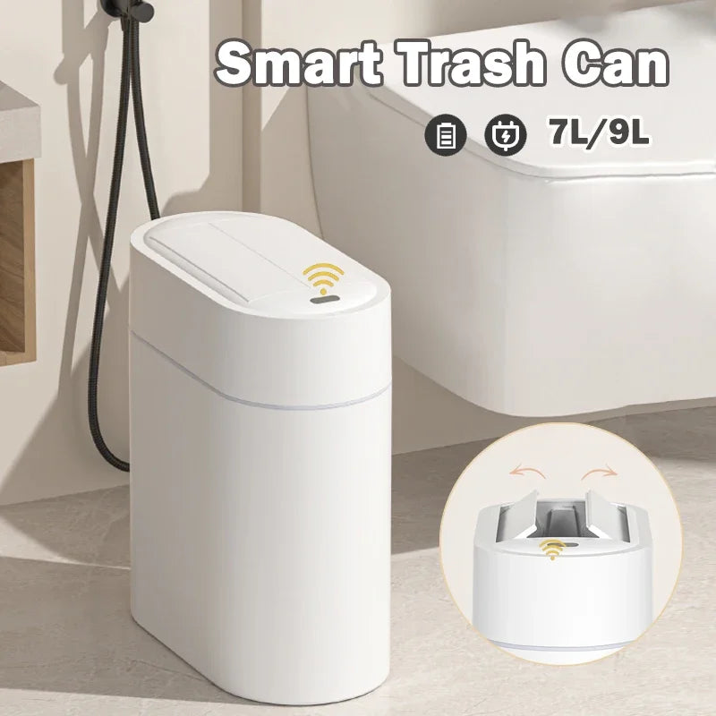 Smart Sensor Trash Can with Lid — 7/9L Slim Design