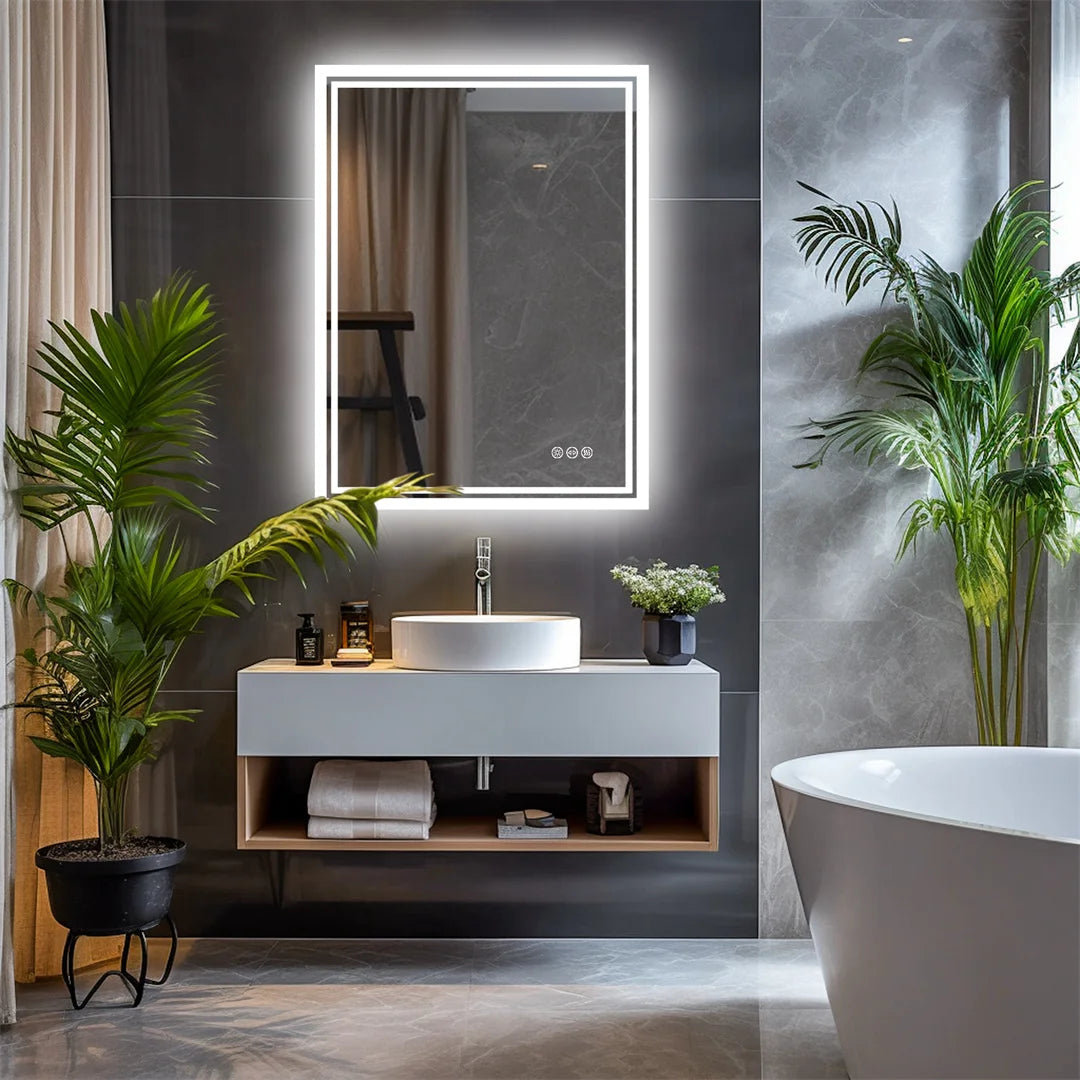 LED Backlit Bathroom Mirror — Dimmable, Anti-Fog, Frameless