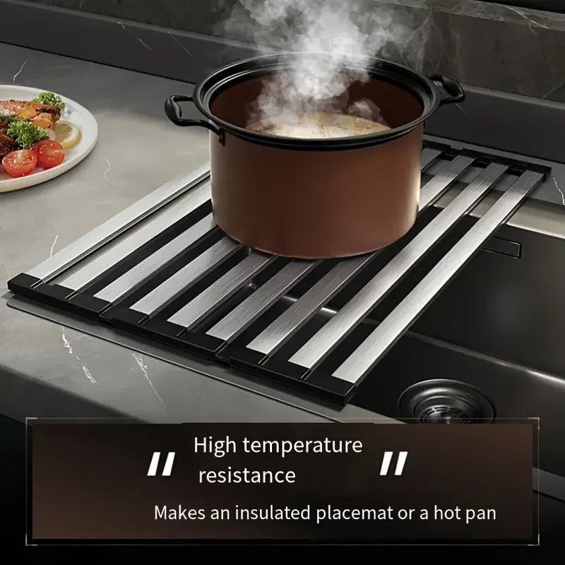 Stainless Steel Foldable Sink Drain Rack — Telescopic Basket