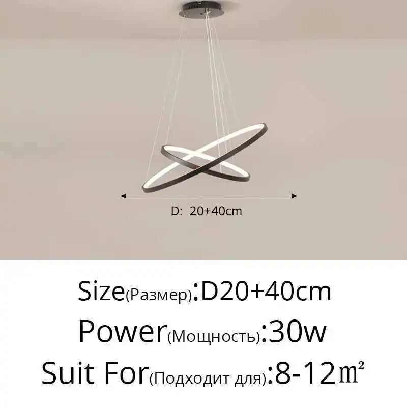 LED Ring Pendant Chandelier — Modern Nordic, Remote Control