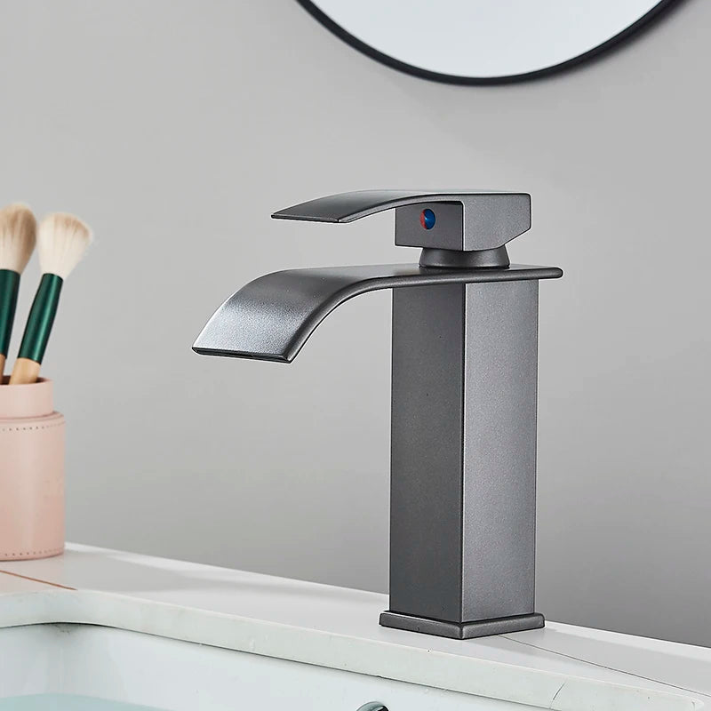 Waterfall Bathroom Basin Faucet — Single Hole Hot & Cold Mixer Tap