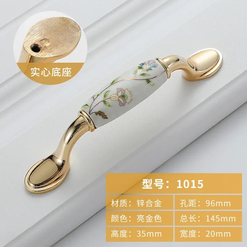 Gold Ceramic Cabinet Handle — European Light Luxury Knob