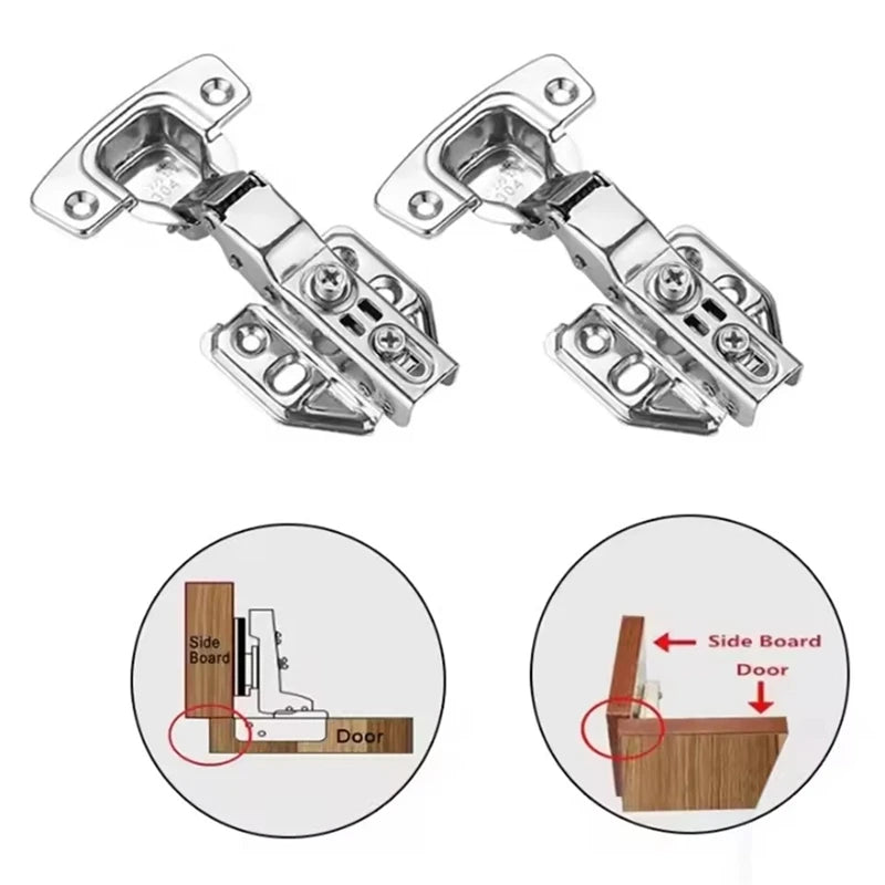 Soft-Close Cabinet Hinges — 304 Stainless Steel, Hydraulic