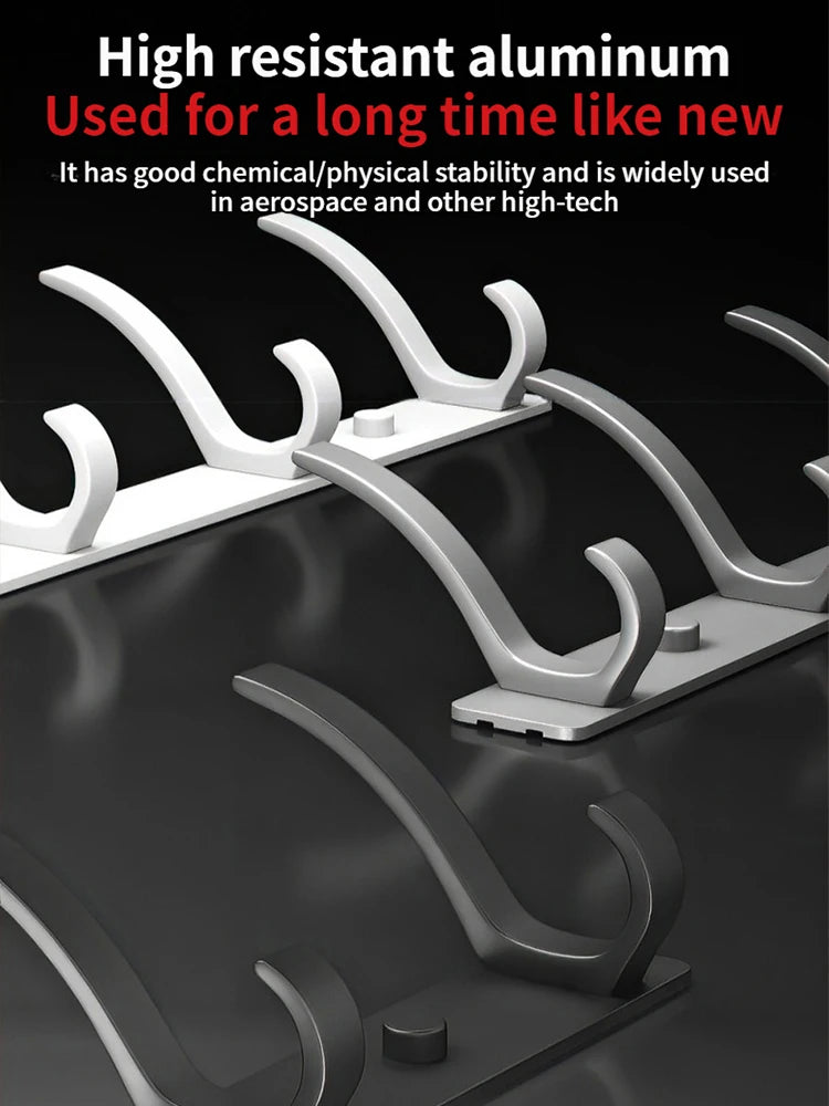 Punch-Free Door Back Hook Organizer — 6-Hook Aluminum Hanger