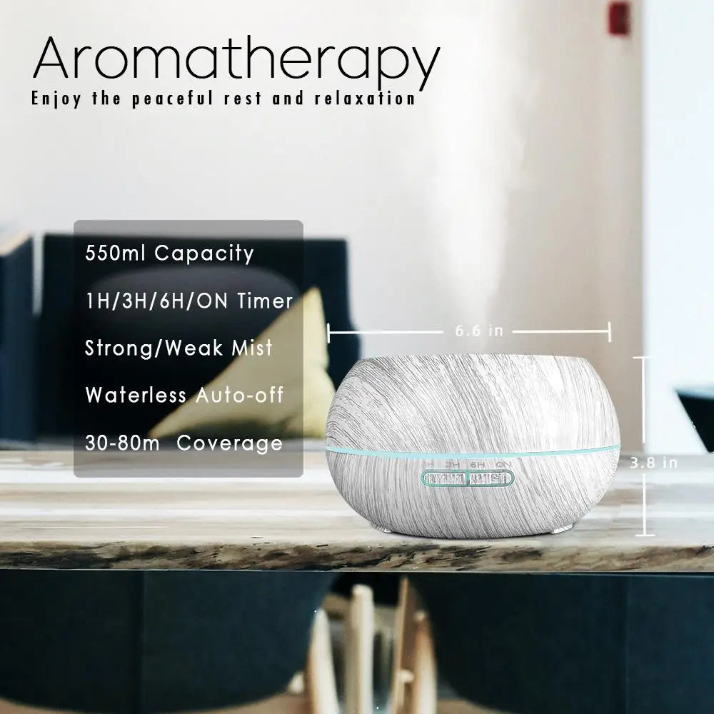 Wood Grain Essential Oil Diffuser & Humidifier — 550ml