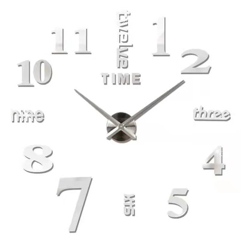 3D Roman Numeral Acrylic Mirror Wall Clock — DIY Quartz