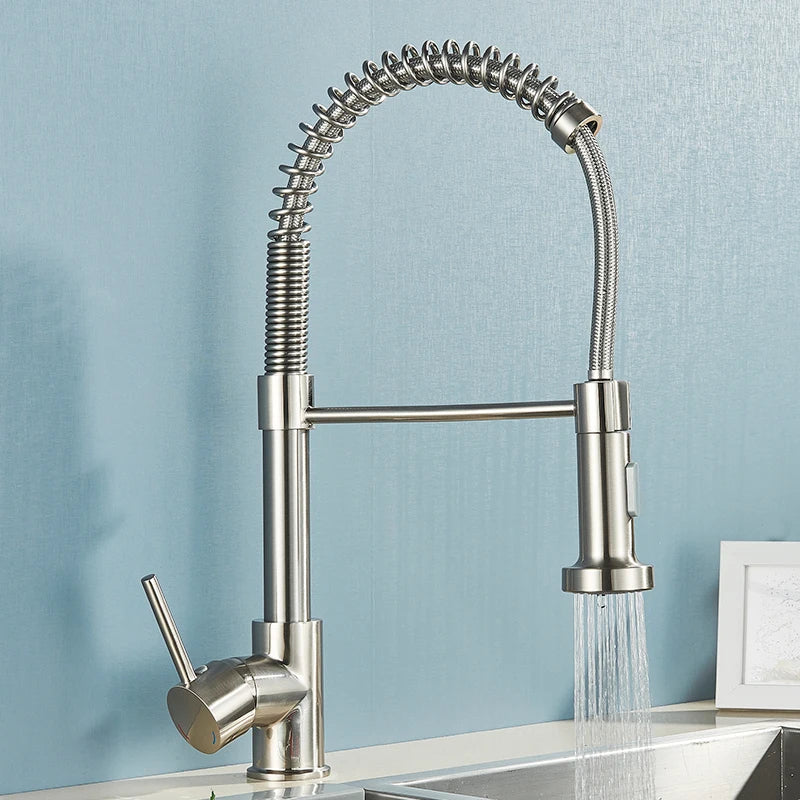 Pull-Down Kitchen Faucet — 360° Rotation, 2-Way Spray, Single Handle