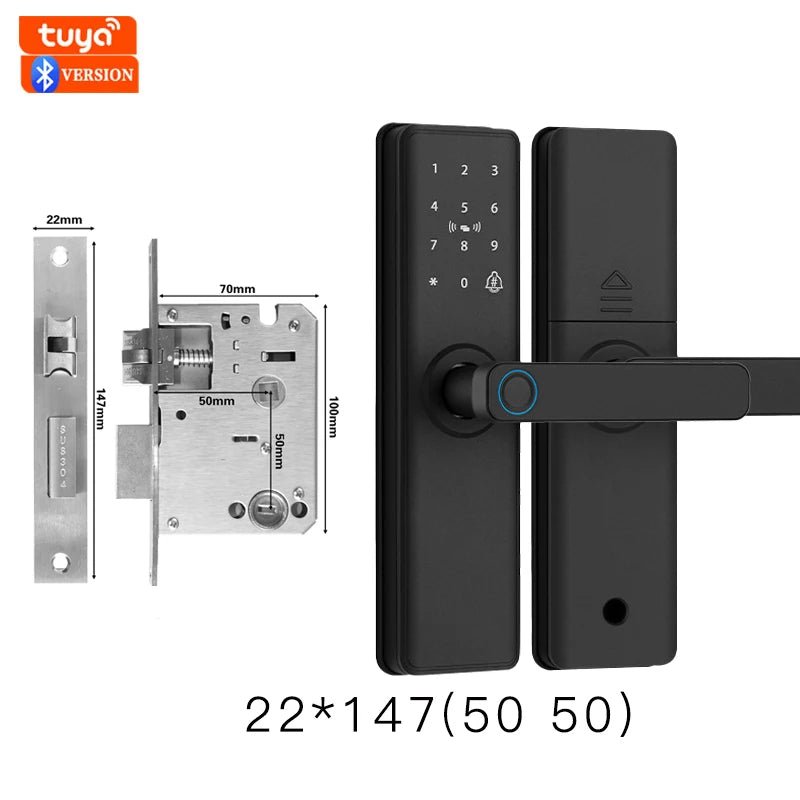 Smart Bluetooth Door Lock — Fingerprint, Tuya App, Wooden Door