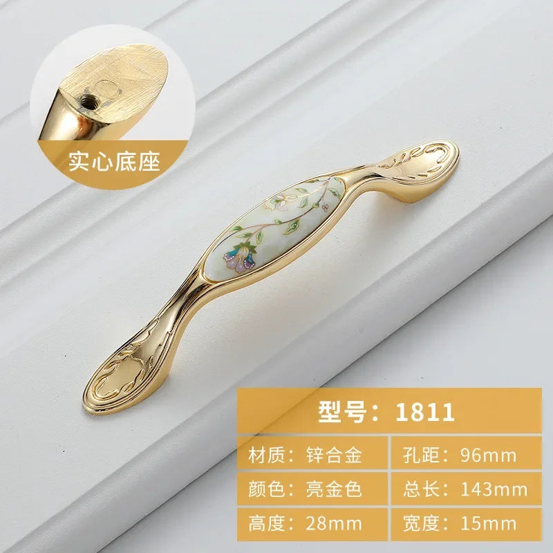 Gold Ceramic Cabinet Handle — European Light Luxury Knob