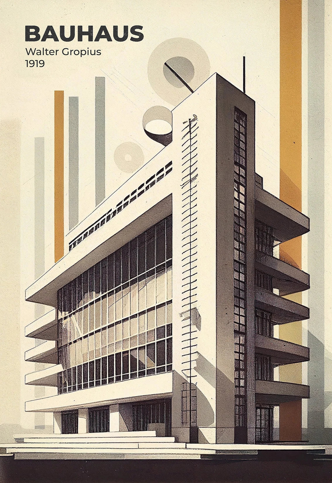 Fallingwater Architecture Canvas Print — Bauhaus Minimalist Art