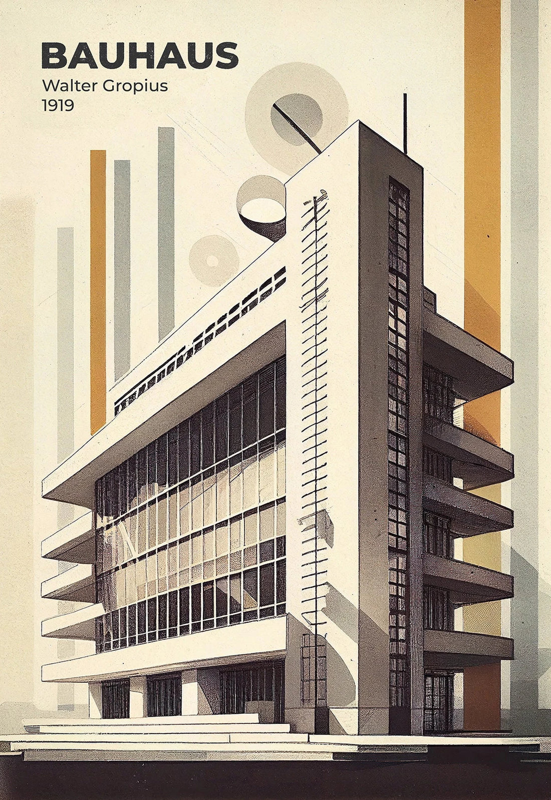 Fallingwater Architecture Canvas Print — Bauhaus Minimalist Art