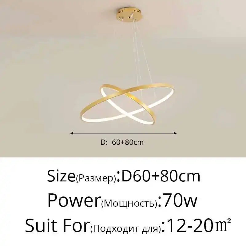 LED Ring Pendant Chandelier — Modern Nordic, Remote Control